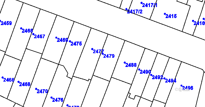 Parcela st. 2479 v KÚ Slavkov u Brna, Katastrální mapa