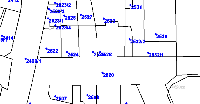 Parcela st. 2528 v KÚ Slavkov u Brna, Katastrální mapa