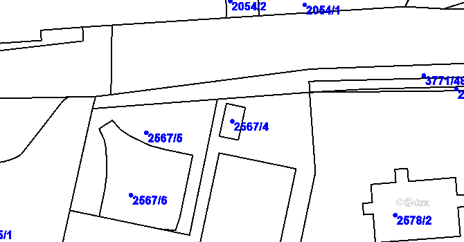 Parcela st. 2567/4 v KÚ Slavkov u Brna, Katastrální mapa