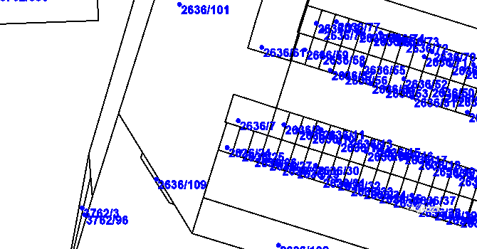 Parcela st. 2636/5 v KÚ Slavkov u Brna, Katastrální mapa