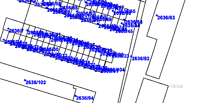 Parcela st. 2636/21 v KÚ Slavkov u Brna, Katastrální mapa