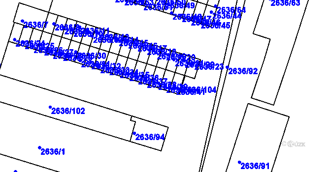 Parcela st. 2636/40 v KÚ Slavkov u Brna, Katastrální mapa