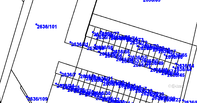 Parcela st. 2636/57 v KÚ Slavkov u Brna, Katastrální mapa