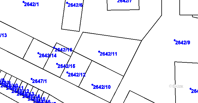 Parcela st. 2642/11 v KÚ Slavkov u Brna, Katastrální mapa