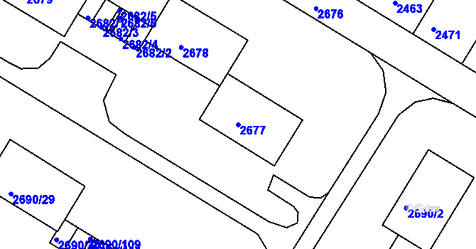Parcela st. 2677 v KÚ Slavkov u Brna, Katastrální mapa