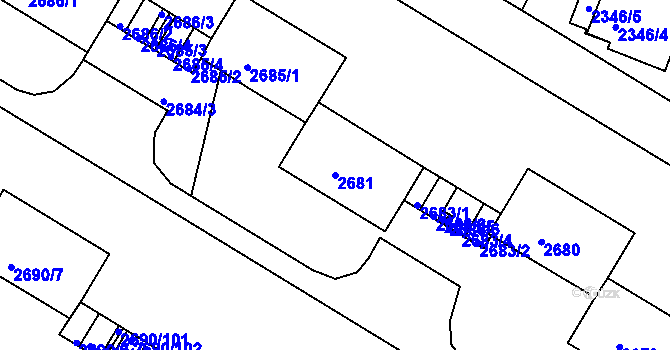 Parcela st. 2681 v KÚ Slavkov u Brna, Katastrální mapa