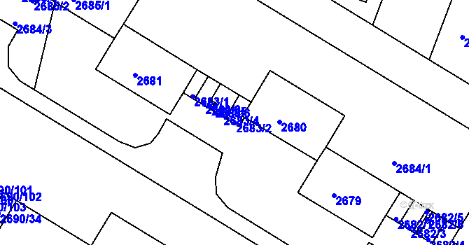 Parcela st. 2683/2 v KÚ Slavkov u Brna, Katastrální mapa