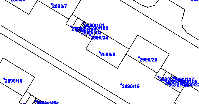 Parcela st. 2690/8 v KÚ Slavkov u Brna, Katastrální mapa