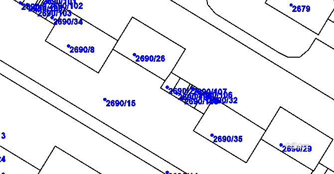 Parcela st. 2690/27 v KÚ Slavkov u Brna, Katastrální mapa