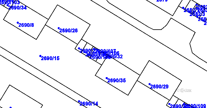 Parcela st. 2690/32 v KÚ Slavkov u Brna, Katastrální mapa