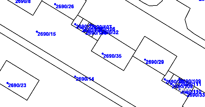 Parcela st. 2690/35 v KÚ Slavkov u Brna, Katastrální mapa
