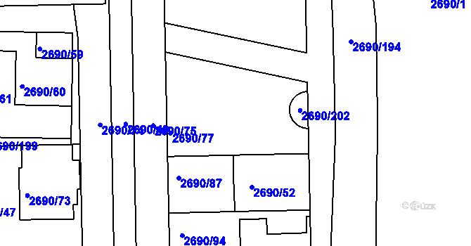 Parcela st. 2690/53 v KÚ Slavkov u Brna, Katastrální mapa