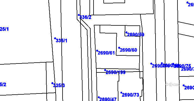 Parcela st. 2690/61 v KÚ Slavkov u Brna, Katastrální mapa