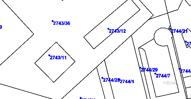 Parcela st. 2743/29 v KÚ Slavkov u Brna, Katastrální mapa
