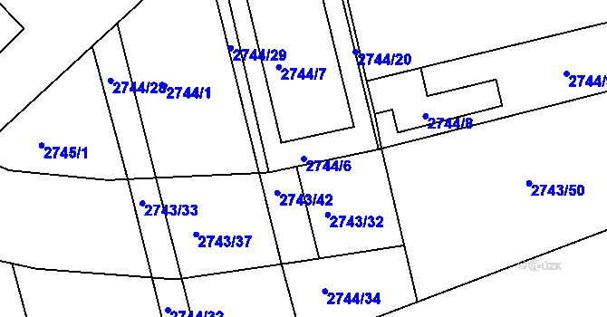 Parcela st. 2744/6 v KÚ Slavkov u Brna, Katastrální mapa