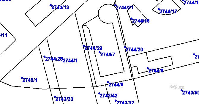 Parcela st. 2744/7 v KÚ Slavkov u Brna, Katastrální mapa