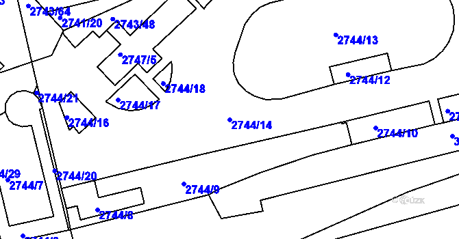 Parcela st. 2744/14 v KÚ Slavkov u Brna, Katastrální mapa