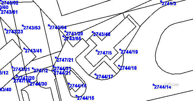 Parcela st. 2747/5 v KÚ Slavkov u Brna, Katastrální mapa