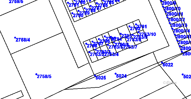 Parcela st. 2763/3 v KÚ Slavkov u Brna, Katastrální mapa