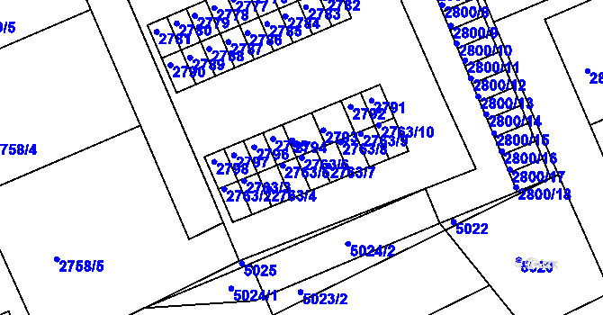 Parcela st. 2763/6 v KÚ Slavkov u Brna, Katastrální mapa