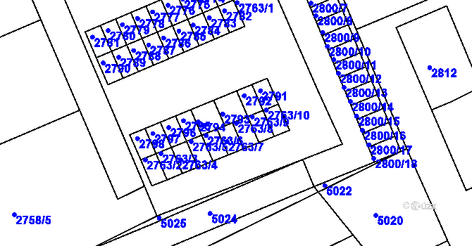 Parcela st. 2763/8 v KÚ Slavkov u Brna, Katastrální mapa