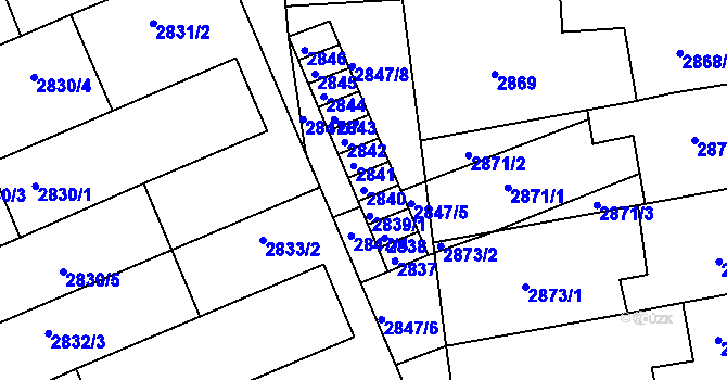 Parcela st. 2840 v KÚ Slavkov u Brna, Katastrální mapa