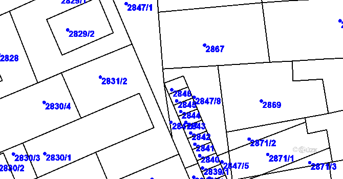 Parcela st. 2846 v KÚ Slavkov u Brna, Katastrální mapa