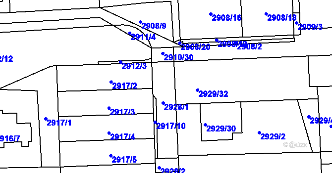 Parcela st. 2912/4 v KÚ Slavkov u Brna, Katastrální mapa
