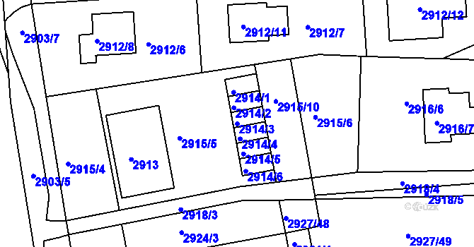 Parcela st. 2914/3 v KÚ Slavkov u Brna, Katastrální mapa
