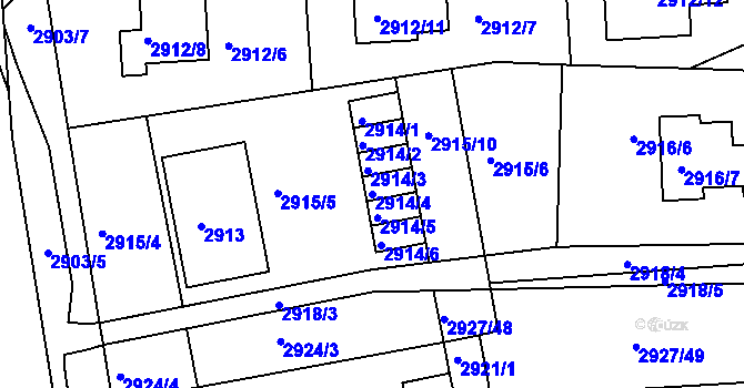 Parcela st. 2914/4 v KÚ Slavkov u Brna, Katastrální mapa