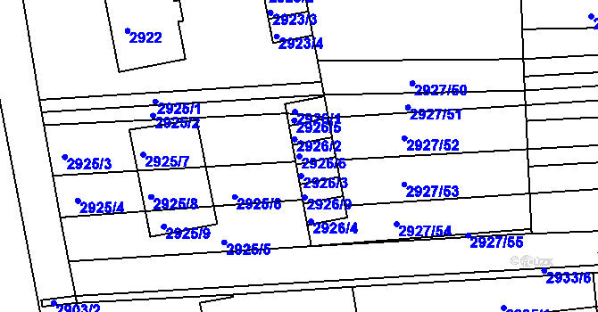 Parcela st. 2926/6 v KÚ Slavkov u Brna, Katastrální mapa