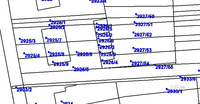 Parcela st. 2926/9 v KÚ Slavkov u Brna, Katastrální mapa