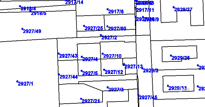 Parcela st. 2927/10 v KÚ Slavkov u Brna, Katastrální mapa