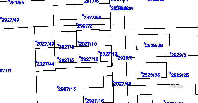 Parcela st. 2927/13 v KÚ Slavkov u Brna, Katastrální mapa