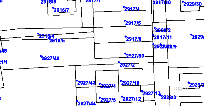 Parcela st. 2927/25 v KÚ Slavkov u Brna, Katastrální mapa