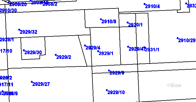 Parcela st. 2929/1 v KÚ Slavkov u Brna, Katastrální mapa
