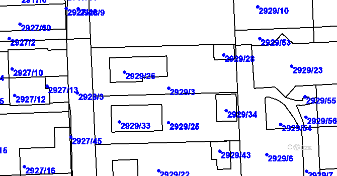 Parcela st. 2929/3 v KÚ Slavkov u Brna, Katastrální mapa