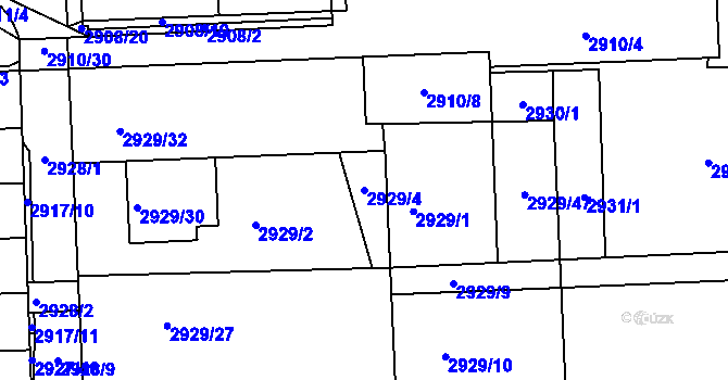 Parcela st. 2929/4 v KÚ Slavkov u Brna, Katastrální mapa