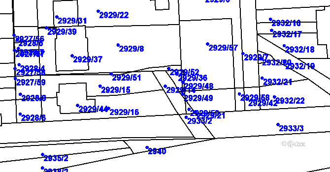 Parcela st. 2929/14 v KÚ Slavkov u Brna, Katastrální mapa