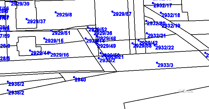 Parcela st. 2929/21 v KÚ Slavkov u Brna, Katastrální mapa