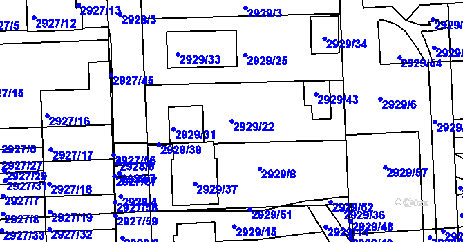 Parcela st. 2929/22 v KÚ Slavkov u Brna, Katastrální mapa