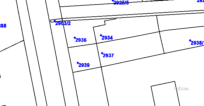 Parcela st. 2937 v KÚ Slavkov u Brna, Katastrální mapa