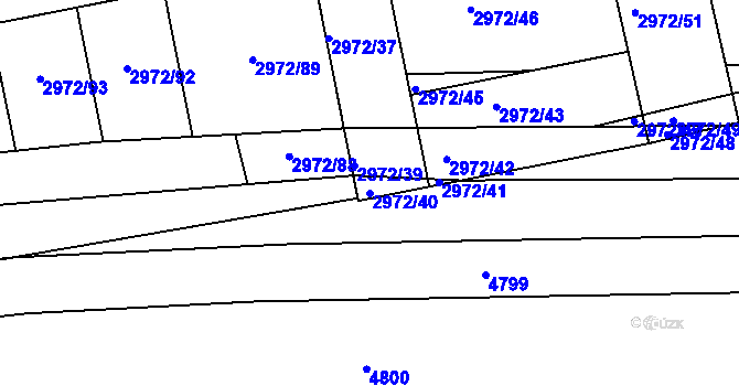 Parcela st. 2972/40 v KÚ Slavkov u Brna, Katastrální mapa
