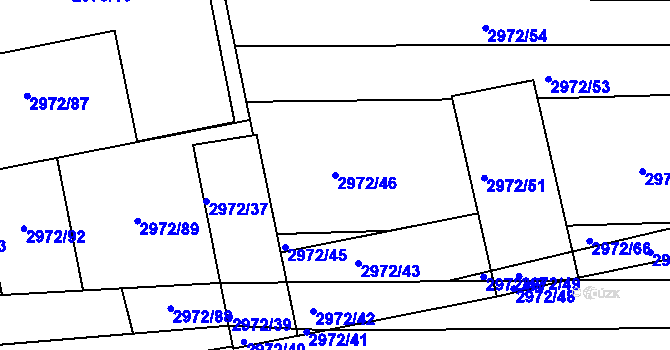 Parcela st. 2972/46 v KÚ Slavkov u Brna, Katastrální mapa