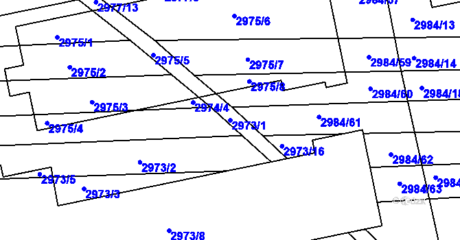Parcela st. 2973/1 v KÚ Slavkov u Brna, Katastrální mapa