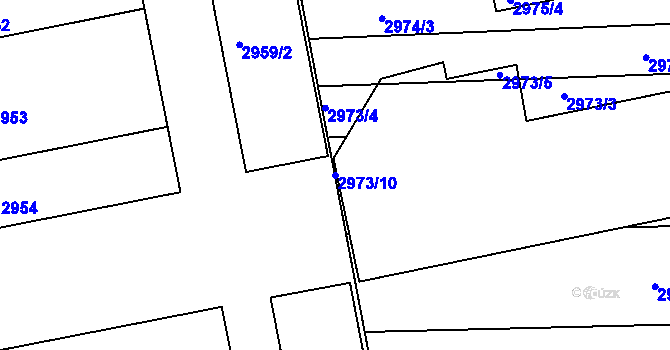 Parcela st. 2973/10 v KÚ Slavkov u Brna, Katastrální mapa