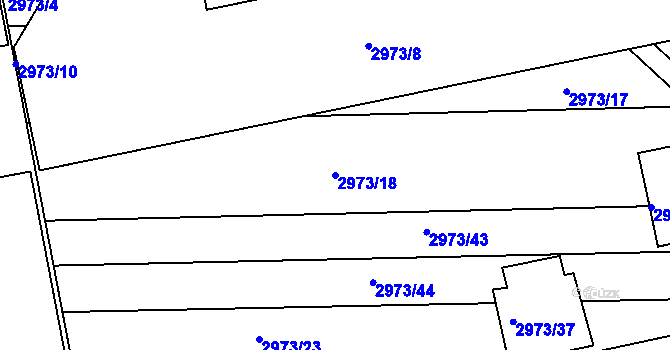 Parcela st. 2973/18 v KÚ Slavkov u Brna, Katastrální mapa