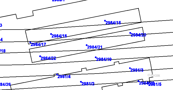 Parcela st. 2984/21 v KÚ Slavkov u Brna, Katastrální mapa