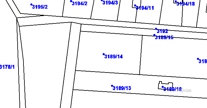 Parcela st. 3189/14 v KÚ Slavkov u Brna, Katastrální mapa