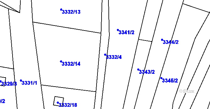 Parcela st. 3332/4 v KÚ Slavkov u Brna, Katastrální mapa